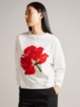 Ted Baker Marelaa Boucle Flower Sweatshirt, White/Multi, White/Multi