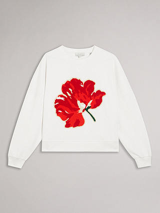Ted Baker Marelaa Boucle Flower Sweatshirt, White/Multi