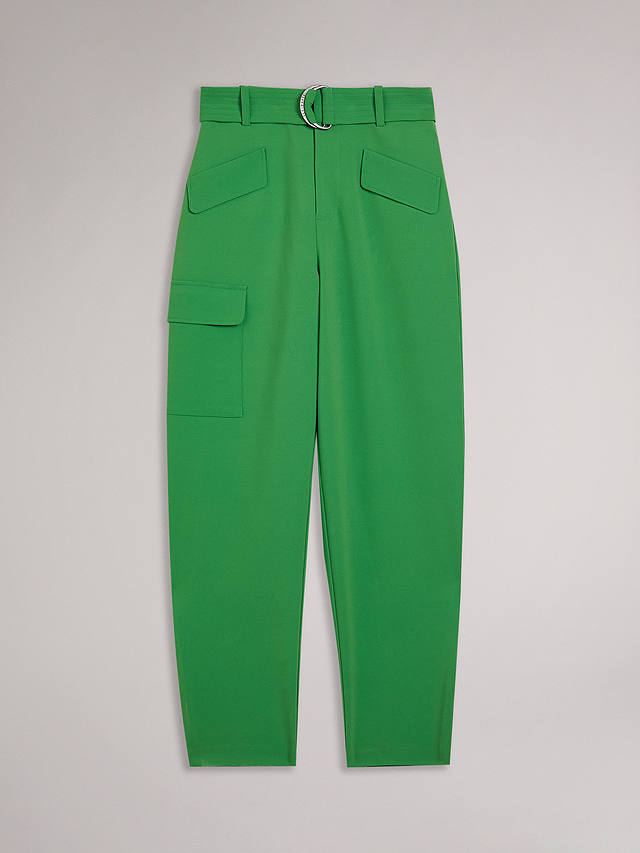 Ted Baker Gracieh High Waisted Tapered Cargo Trousers, Green