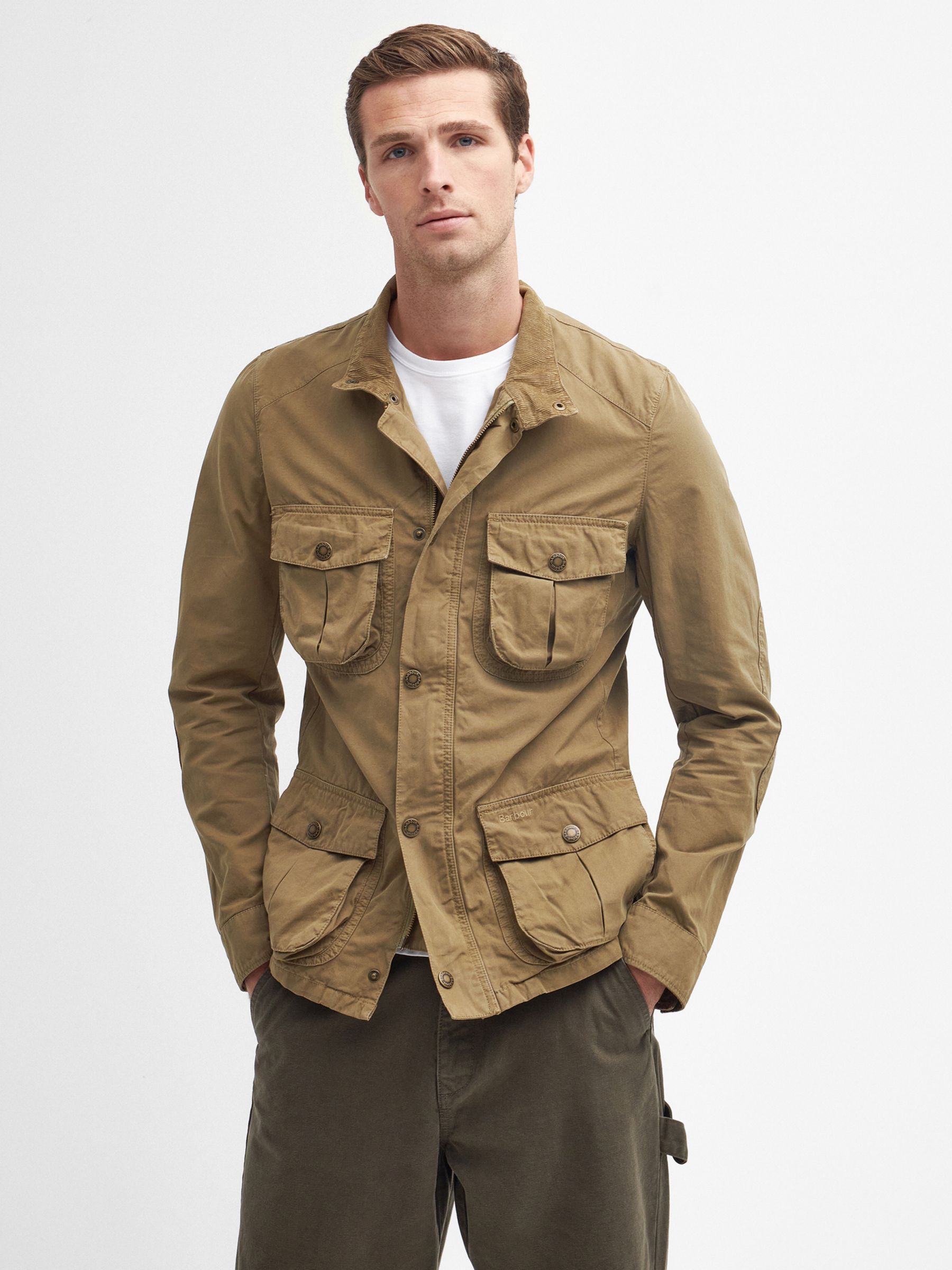 Barbour Corbridge Casual Waxed Jacket, Bleached Olive at John Lewis ...