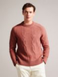 Ted Baker Enroe Wool Blend Cable Knit Jumper, Pink Mid