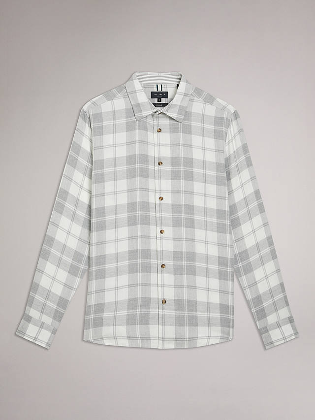 Ted Baker Abacus Long Sleeve Check Flannel Shirt, Grey/Multi