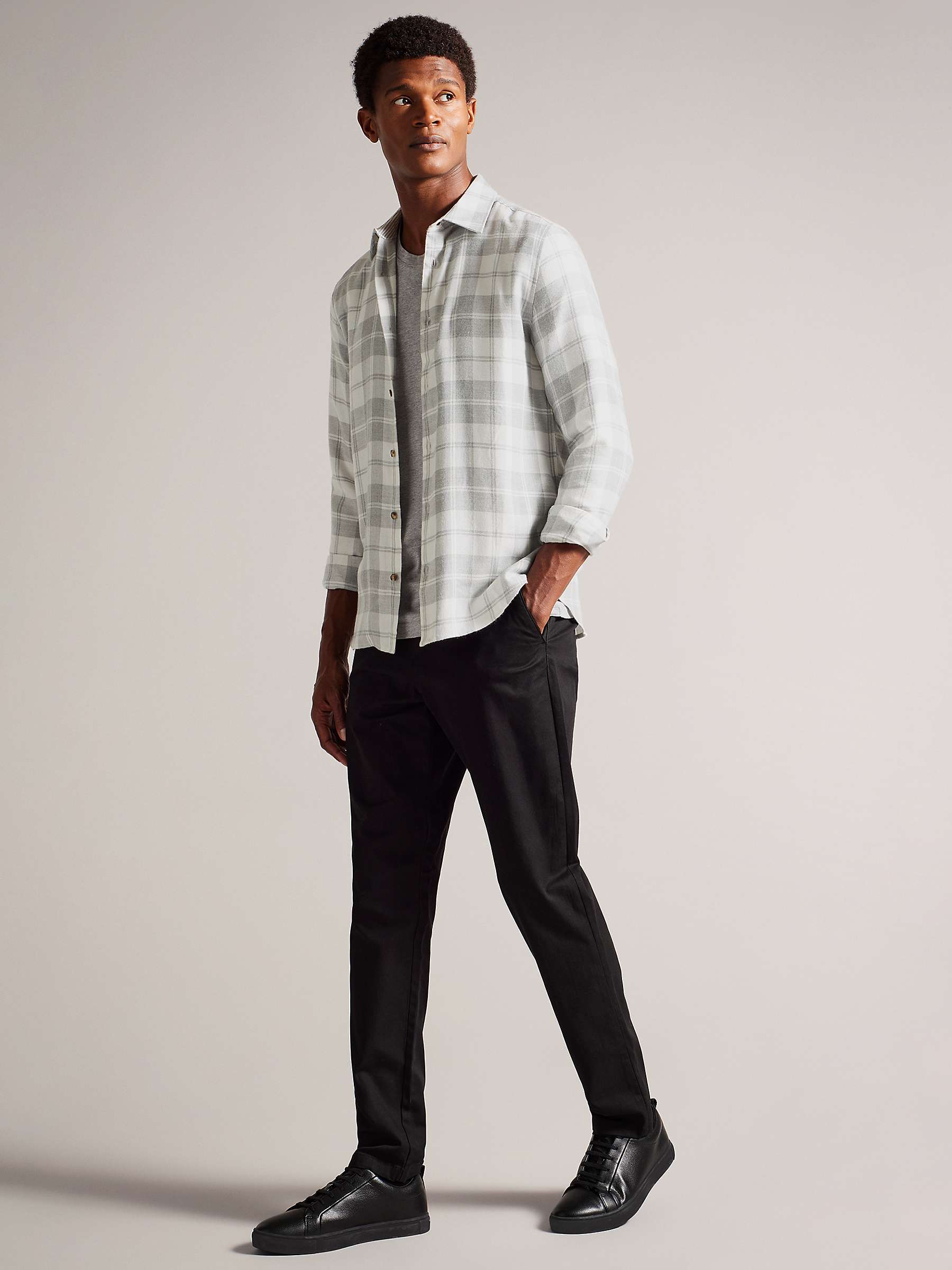 Buy Ted Baker Abacus Long Sleeve Check Flannel Shirt, Grey/Multi Online at johnlewis.com