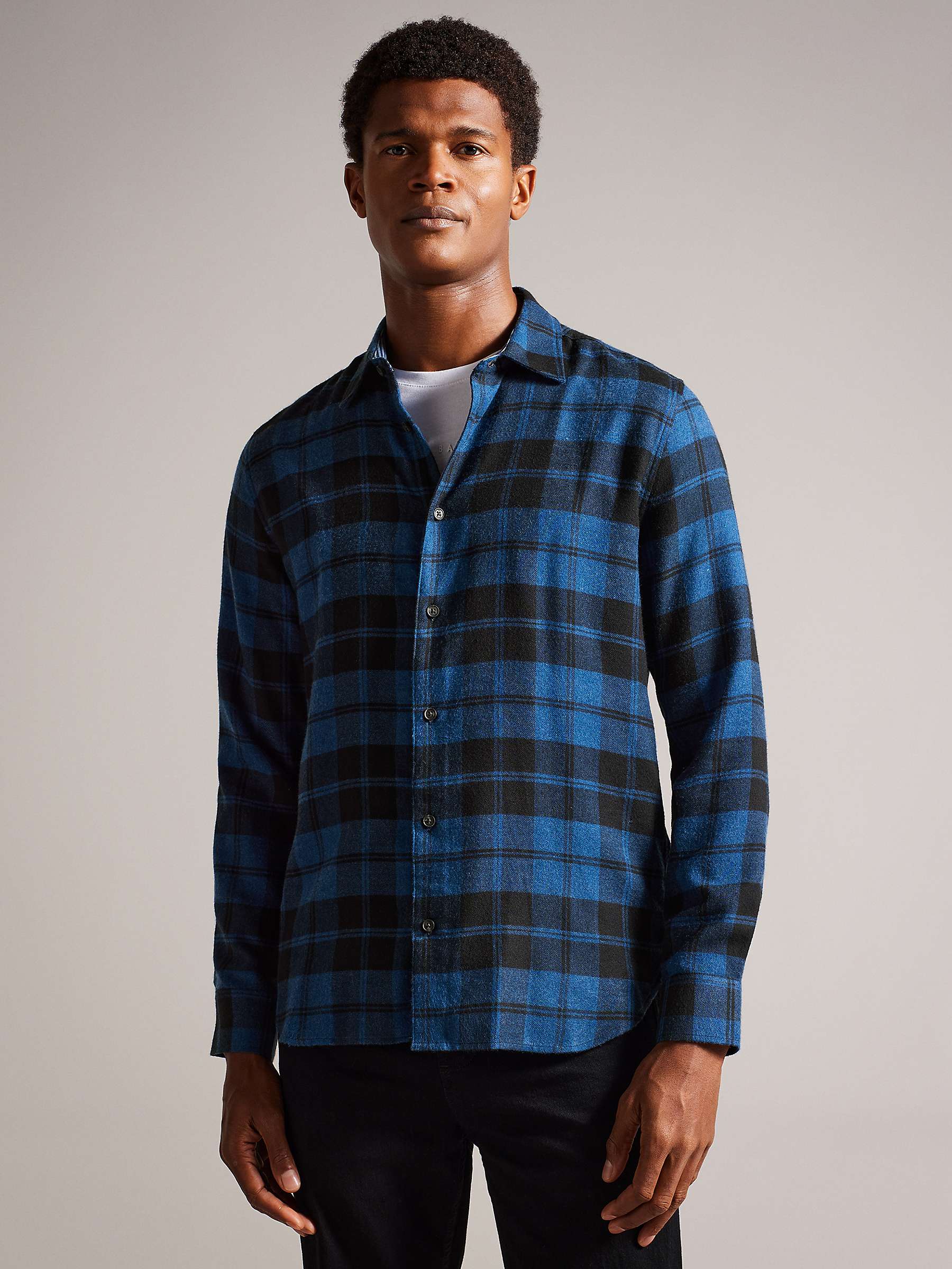 Buy Ted Baker Abacus Long Sleeve Check Flannel Shirt, Navy/Multi Online at johnlewis.com