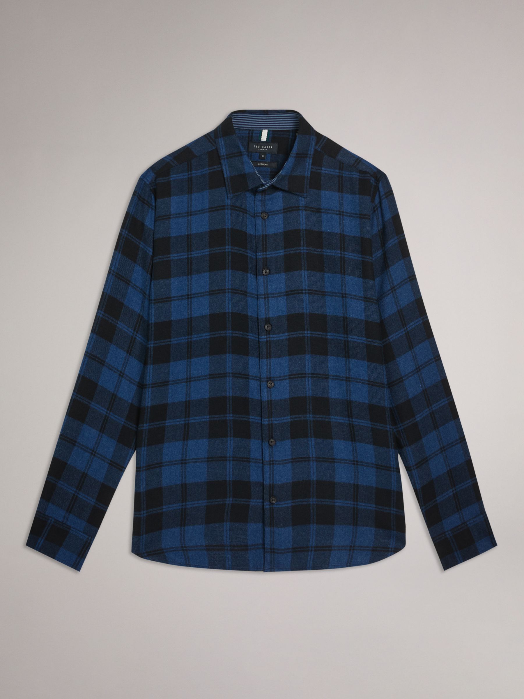 Ted Baker Abacus Long Sleeve Check Flannel Shirt, Navy/Multi, XS