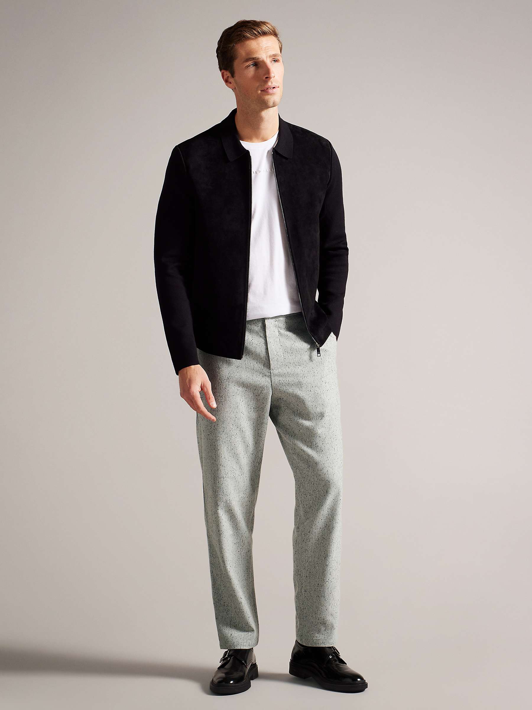 Buy Ted Baker Lopus Wool Blend Wide Leg Trousers, Light Grey Online at johnlewis.com