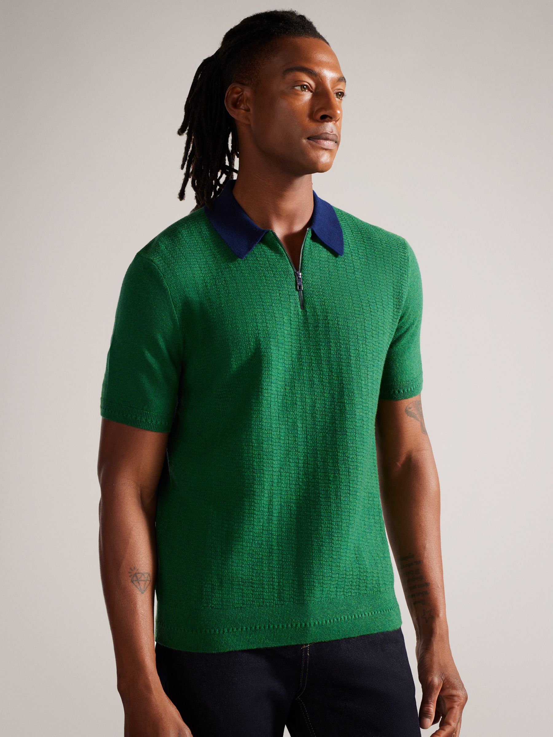 Ted Baker Arwik Short Sleeve Polo Shirt, Green, XS