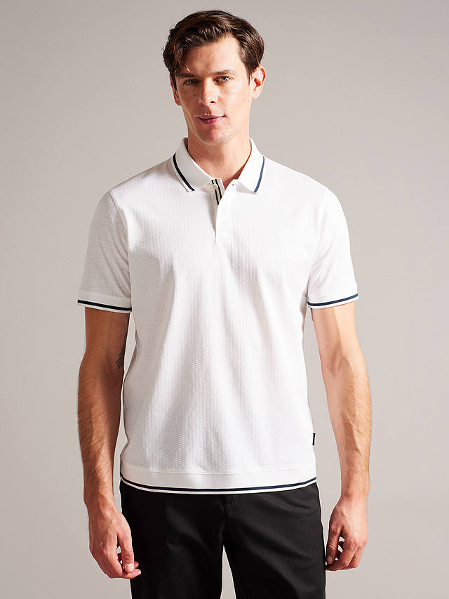 Ted Baker Erwen Textured Cotton Polo Shirt, White White
