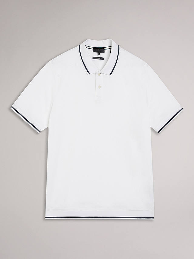 Ted Baker Erwen Textured Cotton Polo Shirt, White White