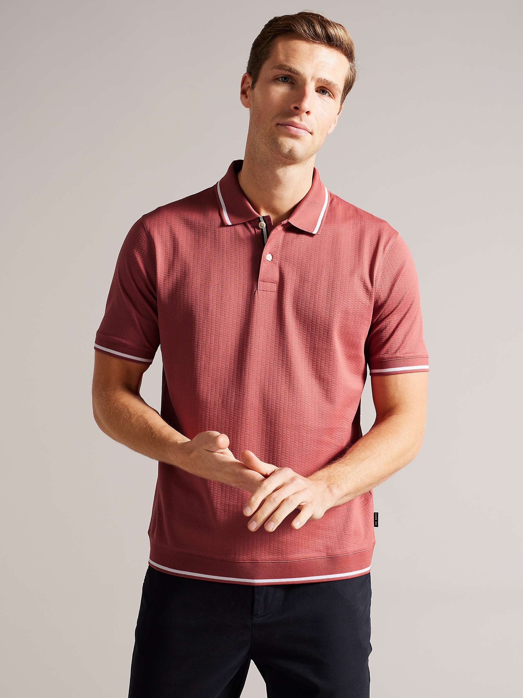 Buy Ted Baker Erwen Textured Cotton Polo Shirt Online at johnlewis.com
