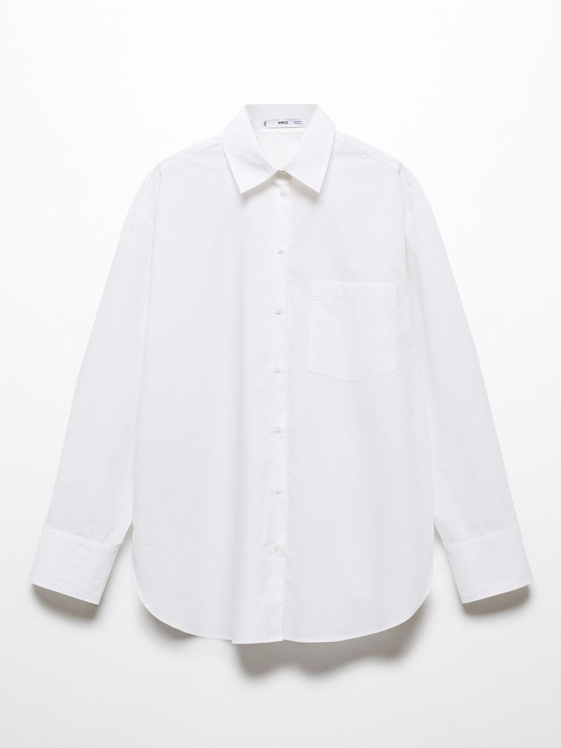 Mango Juanes Oversized Cotton Shirt, White at John Lewis & Partners