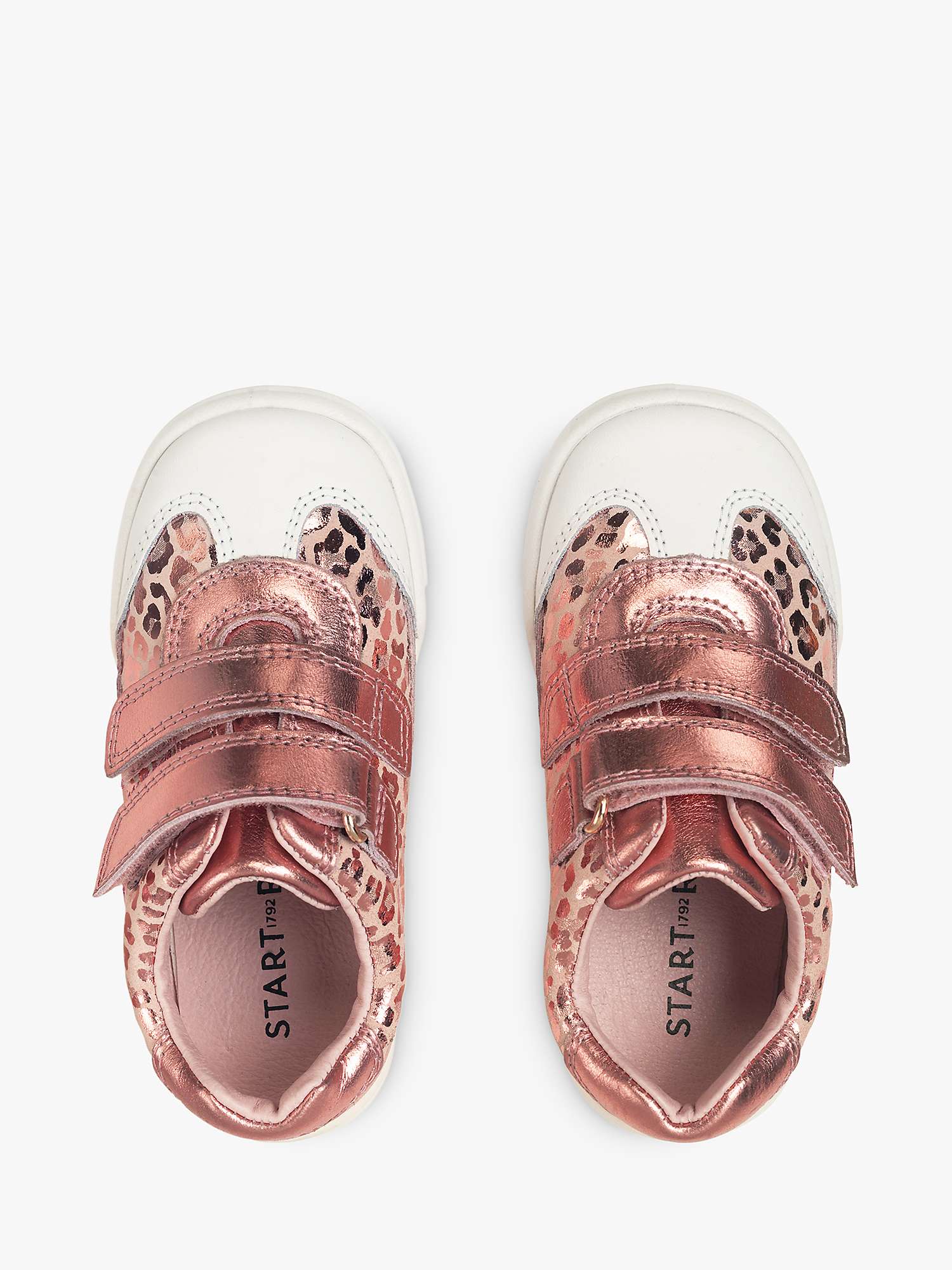 Buy Start-Rite Baby Roundabout Leather Leopard Print Rip Tape Pre Walker Shoes, Rose Gold Online at johnlewis.com