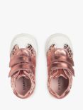 Start-Rite Baby Roundabout Leather Leopard Print Rip Tape Pre Walker Shoes, Rose Gold