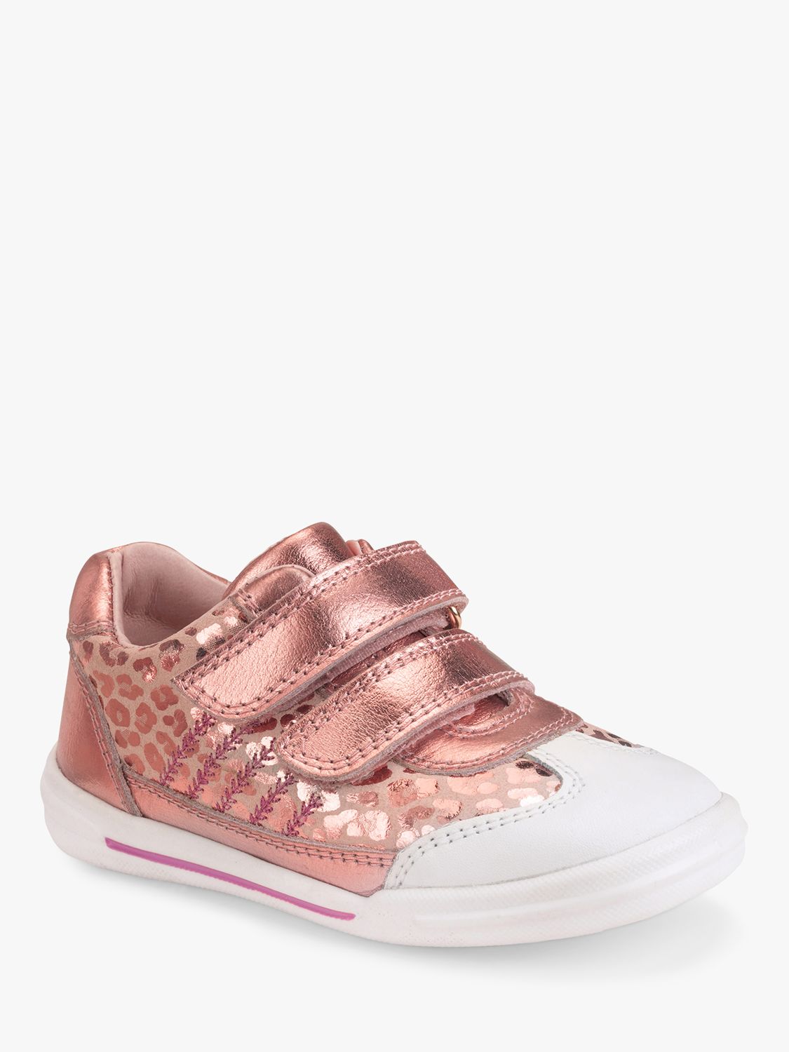 Buy Start-Rite Baby Roundabout Leather Leopard Print Rip Tape Pre Walker Shoes, Rose Gold Online at johnlewis.com