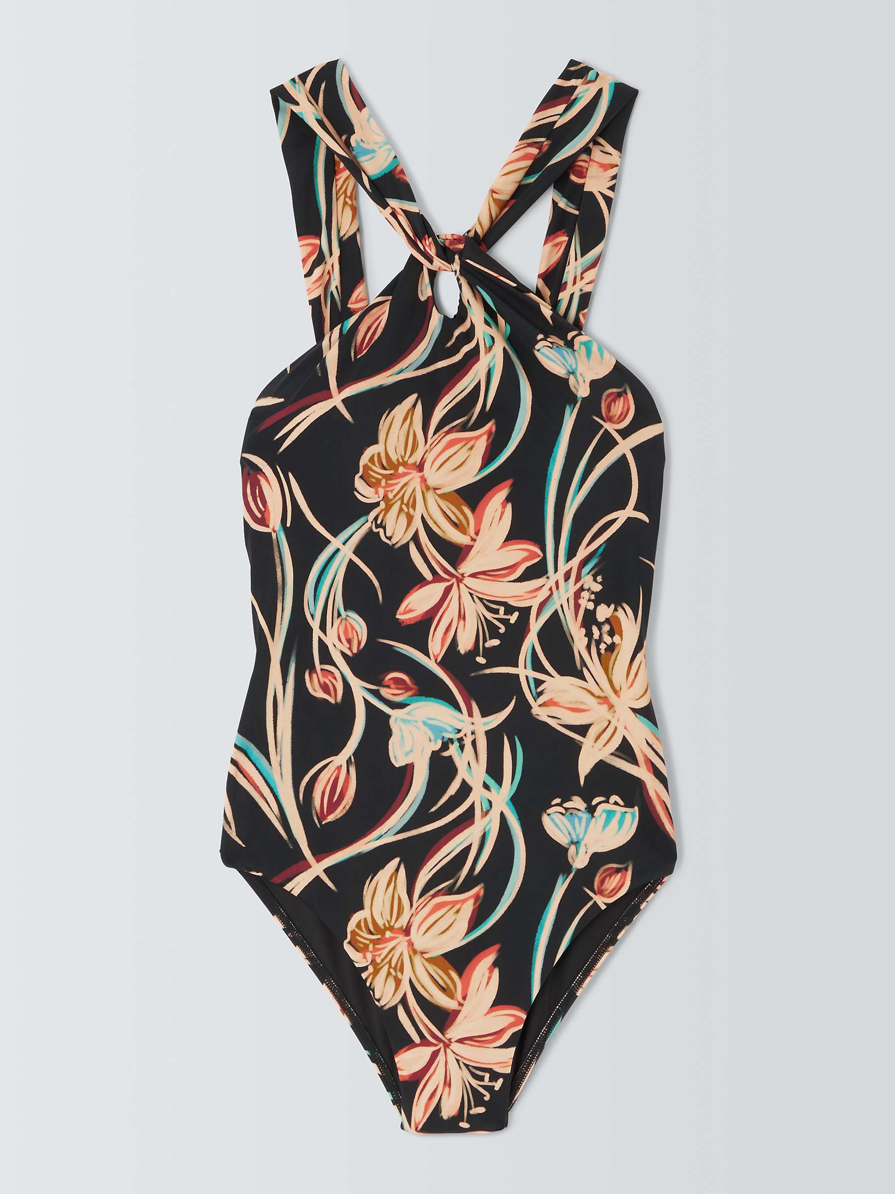 Buy John Lewis Ios Floral Twist Neck Swimsuit, Black/Multi Online at johnlewis.com