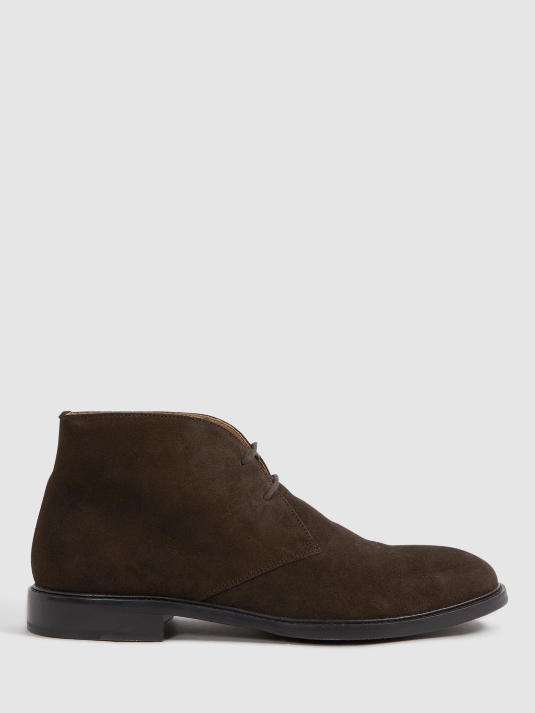 Reiss Garrett Suede Chucker Boots, Dark Brown, 7