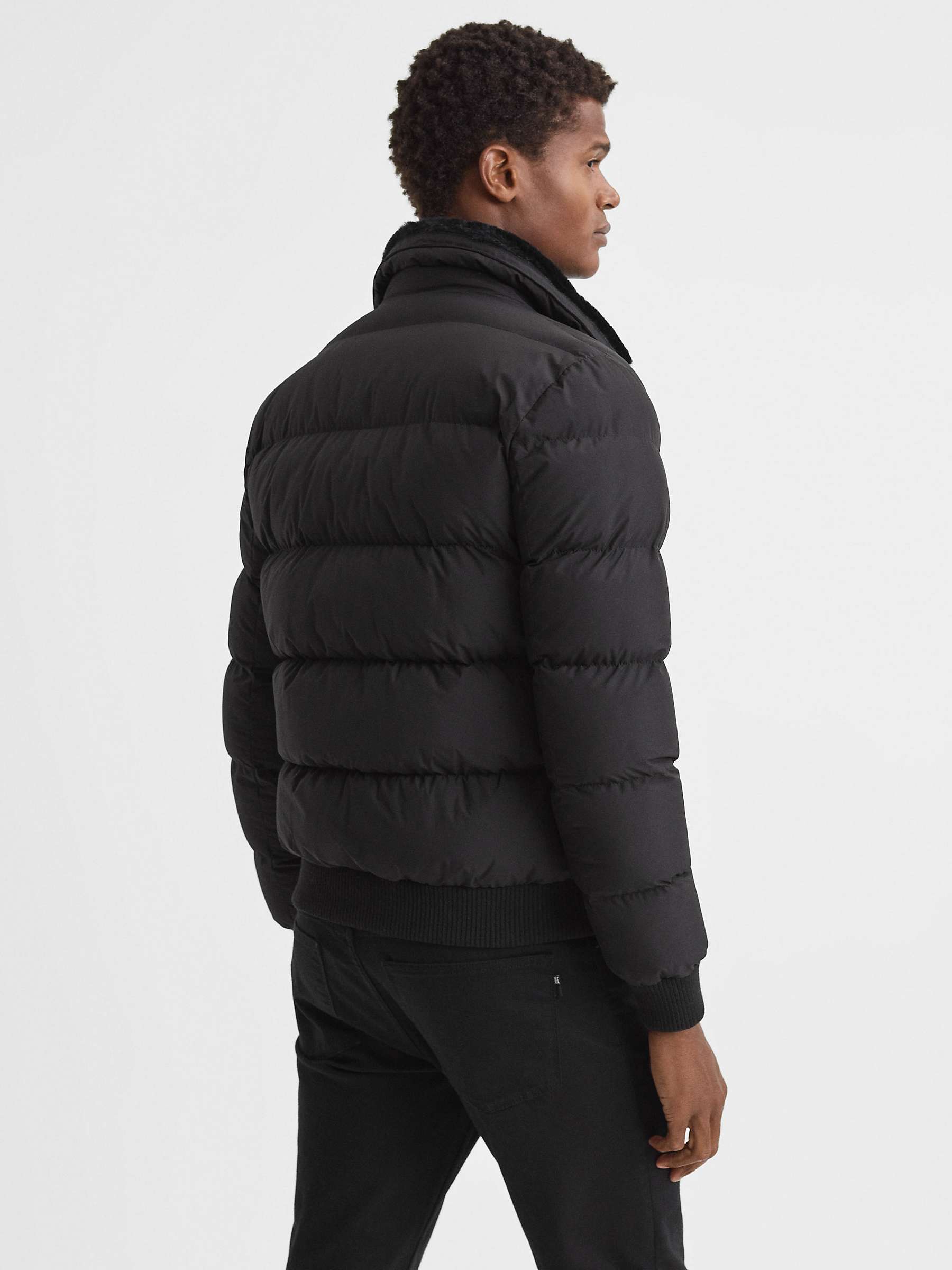 Reiss Mist Long Sleeve Zip Jacket, Black at John Lewis & Partners