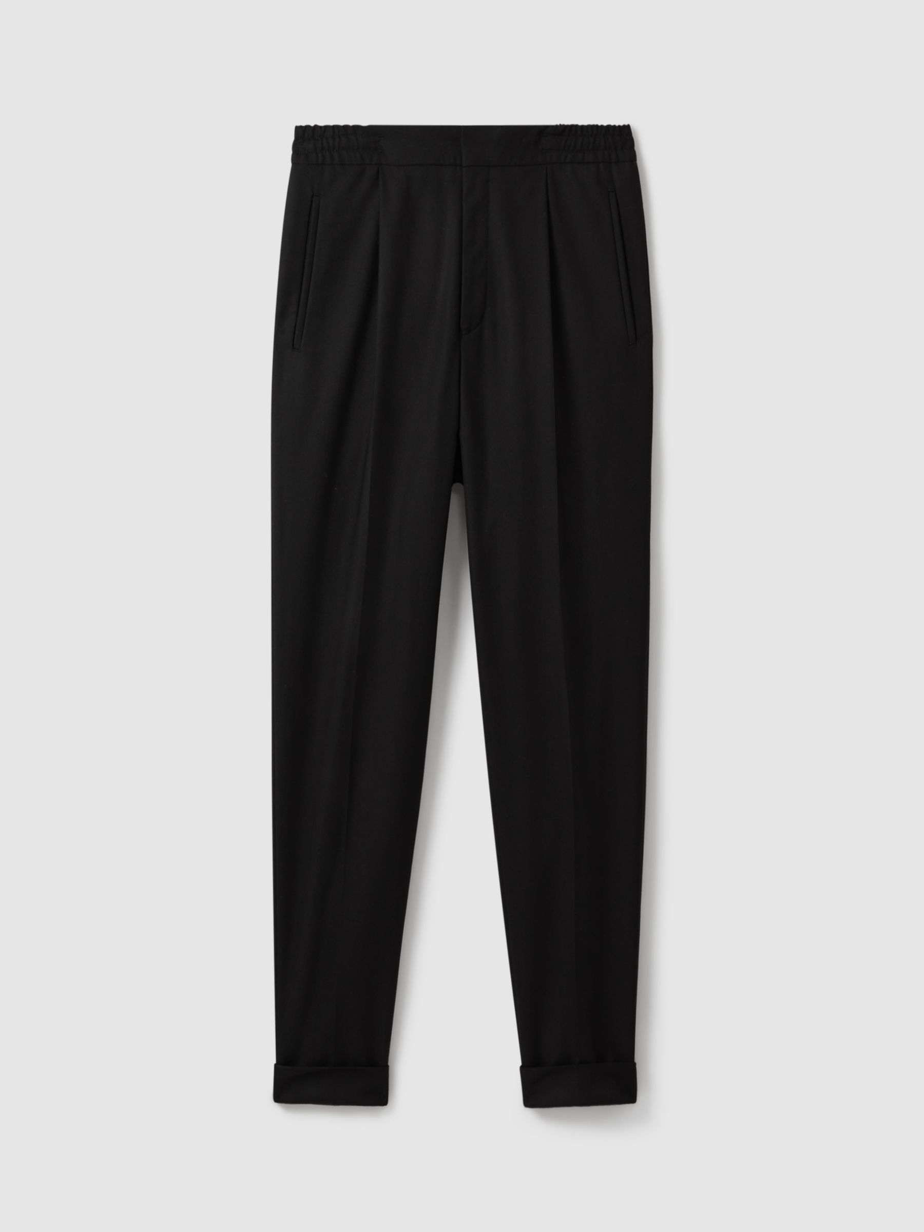 Reiss Brighton Pleated Relaxed Trousers, Black, 36R