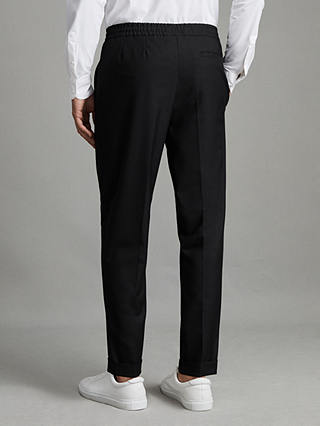 Reiss Brighton Pleated Relaxed Trousers, Black