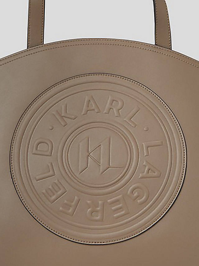 KARL LAGERFELD K/Circle Embossed Large Leather Tote Bag, Dark Taupe