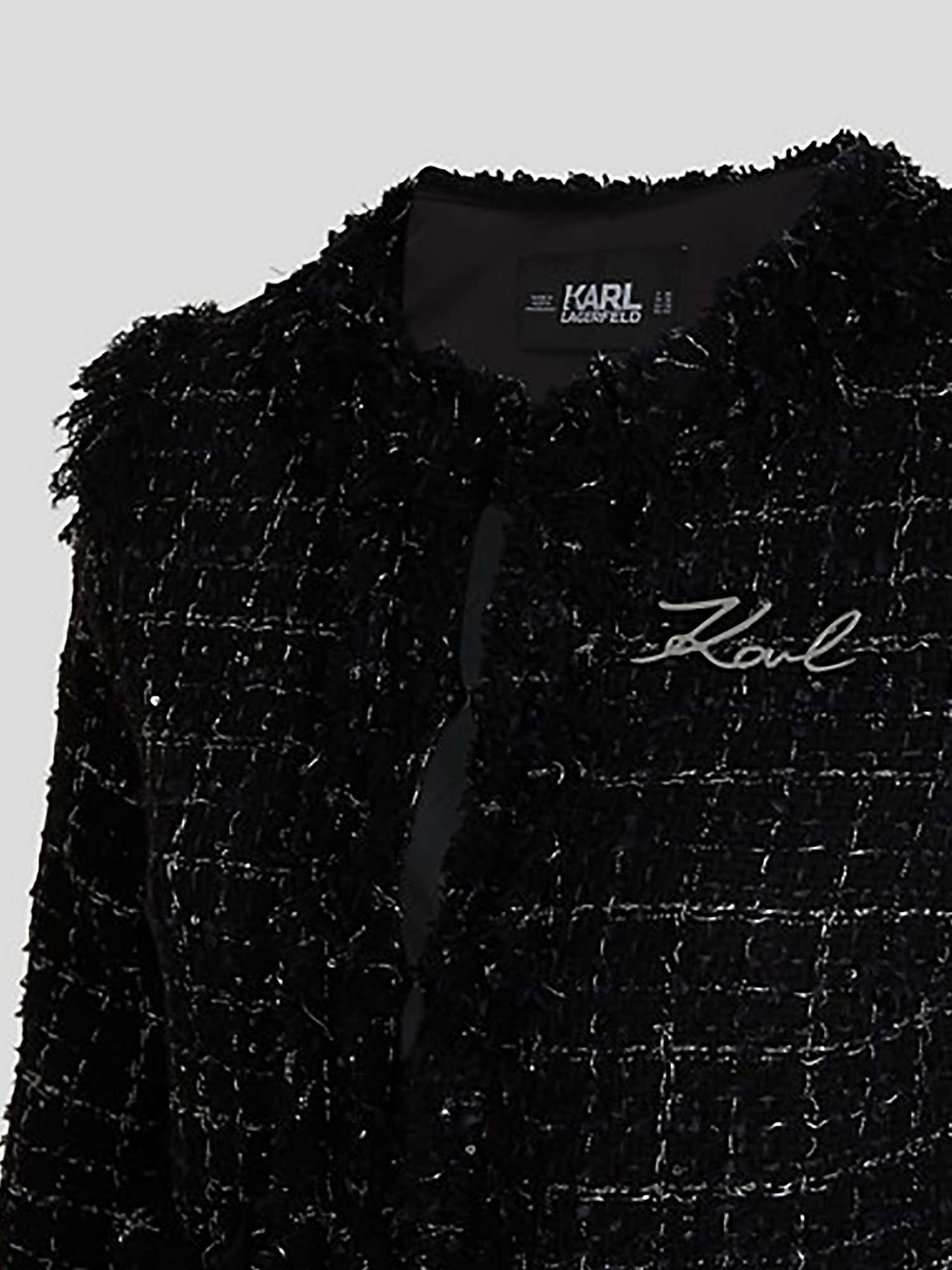 Buy KARL LAGERFELD Check Boucle Jacket, Black/Silver Online at johnlewis.com