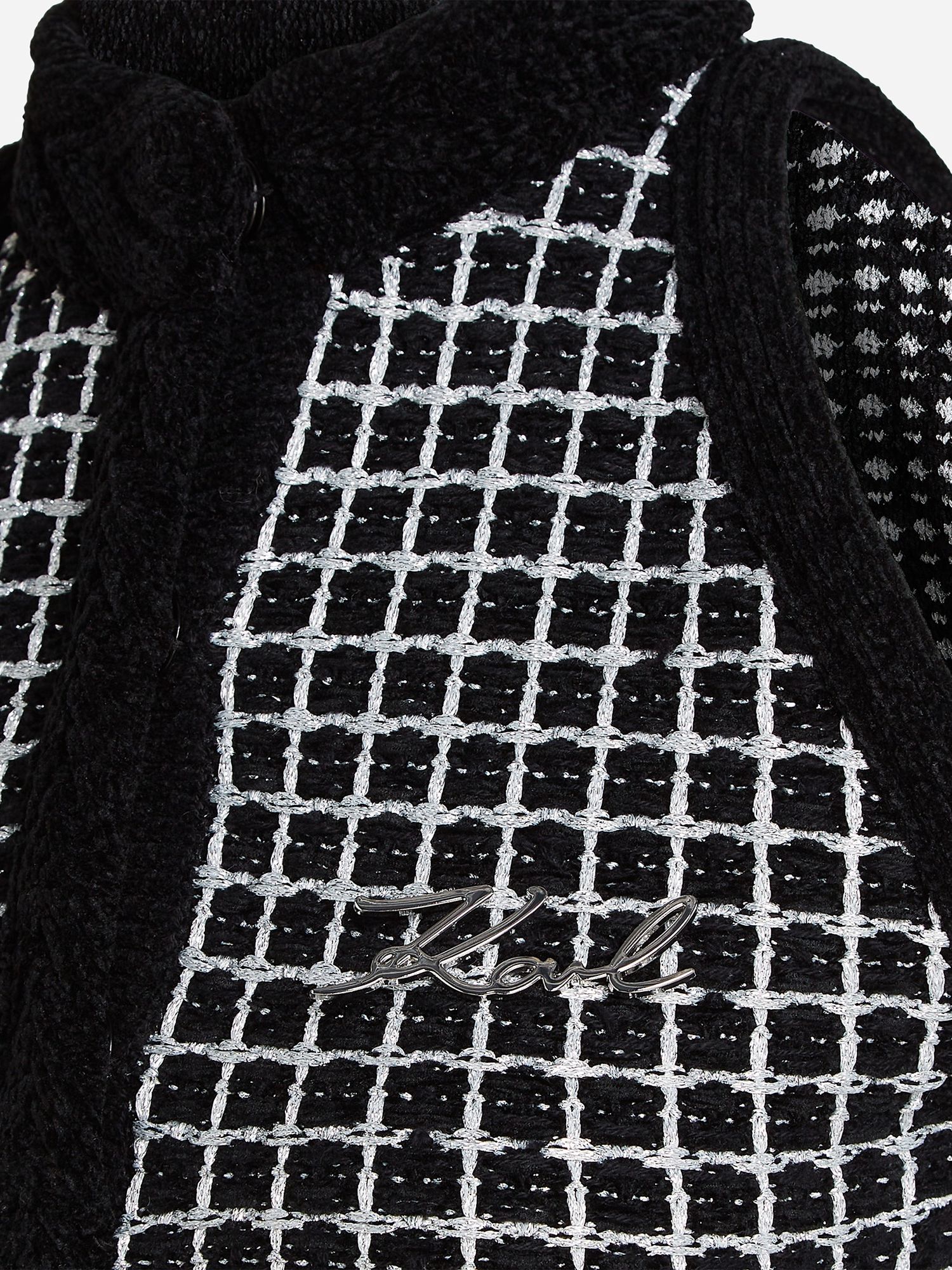 KARL LAGERFELD Cotton Blend Knit Dress, 989 Black/Silver, S