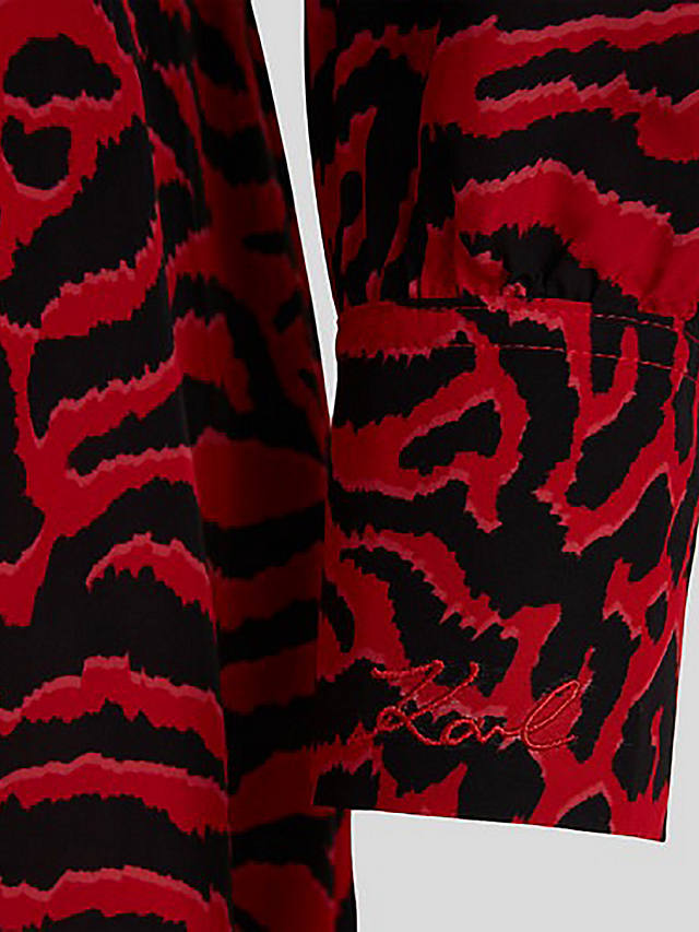 KARL LAGERFELD Animal Shirt Dress, Red/Multi
