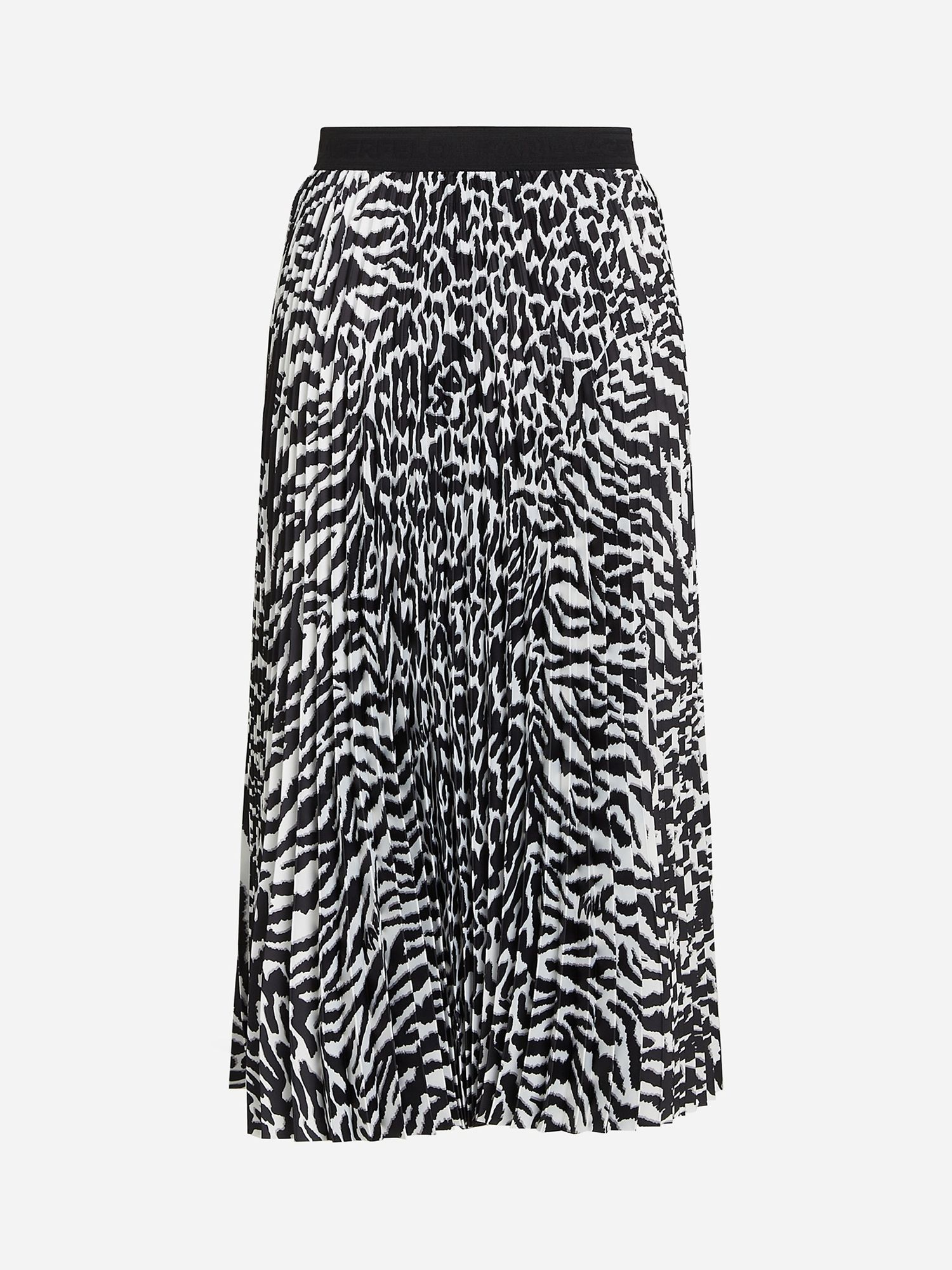 Buy KARL LAGERFELD Animal Print Pleated Midi Skirt, Black/White Online at johnlewis.com