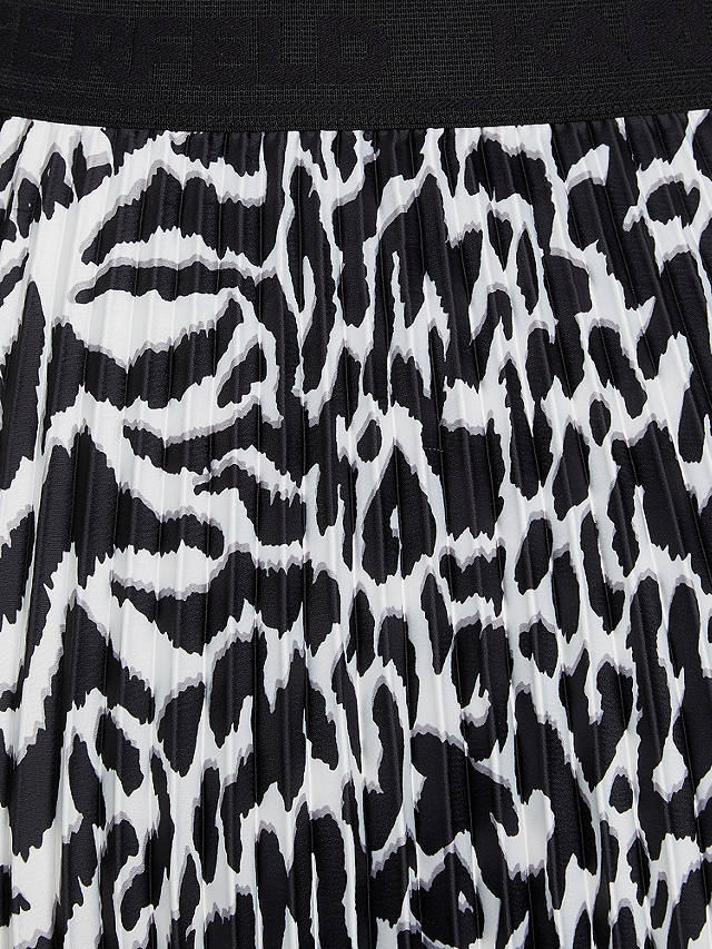 KARL LAGERFELD Animal Print Pleated Midi Skirt, Black/White