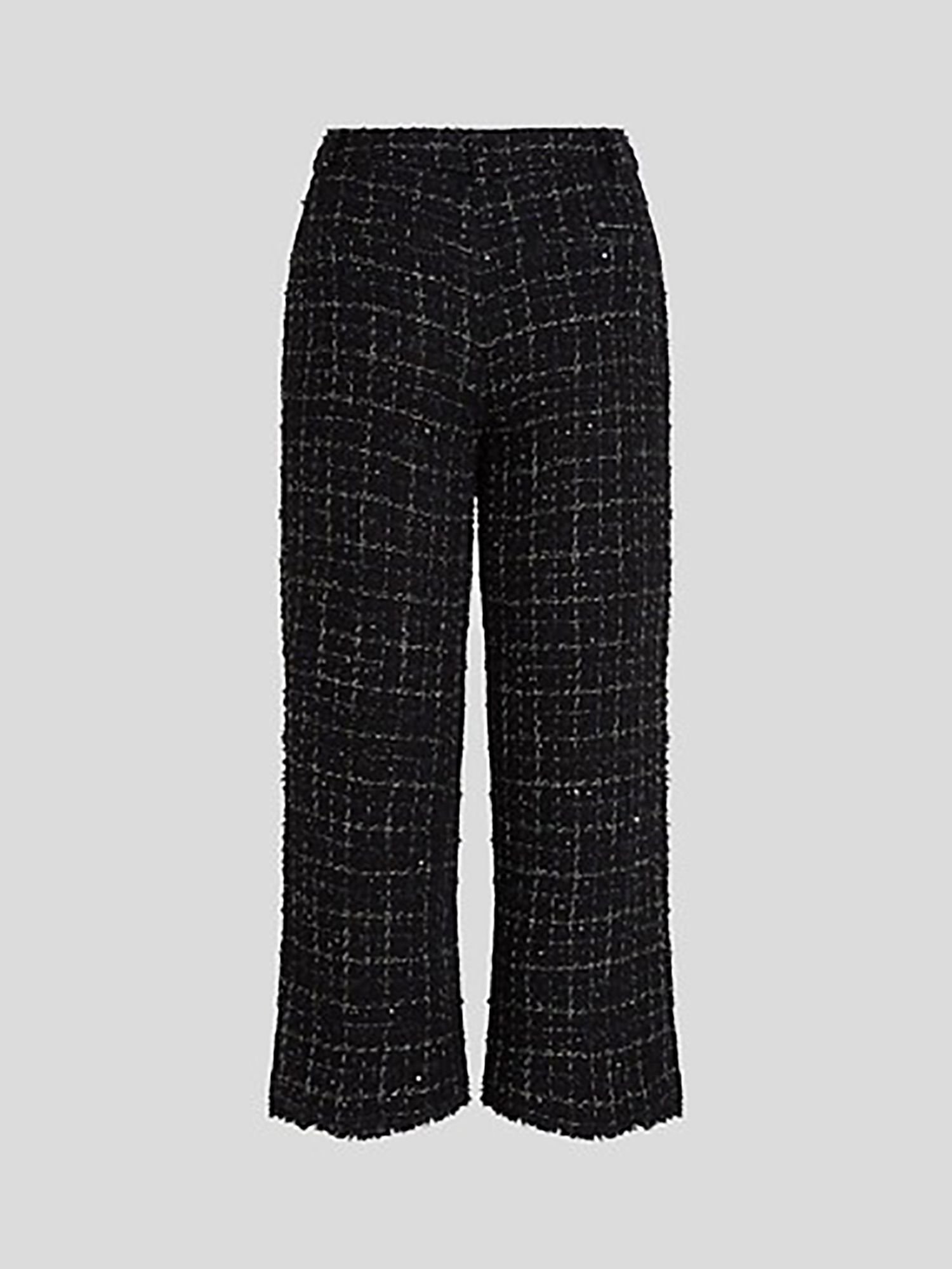 KARL LAGERFELD Check Boucle Trousers, Black/Silver, 6