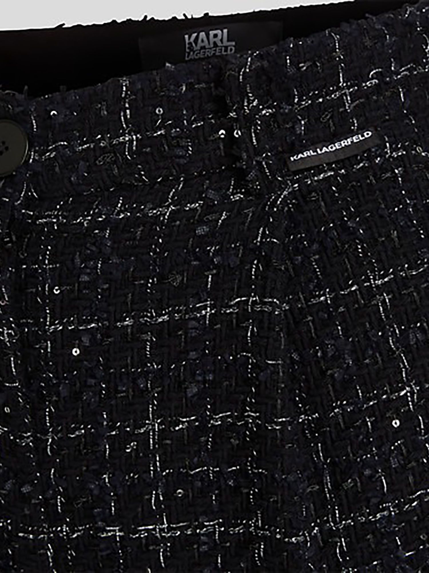 KARL LAGERFELD Check Boucle Trousers, Black/Silver, 6