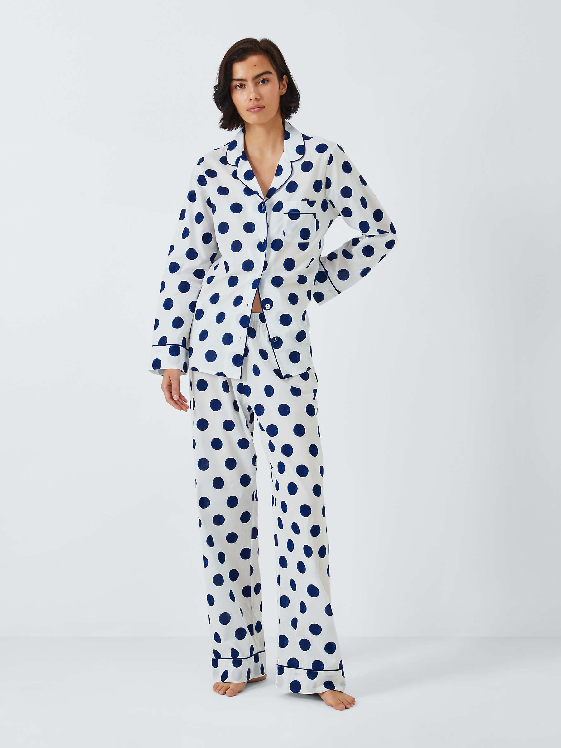 Buy John Lewis Aloe Spot Print Pyjamas, White/Navy Online at johnlewis.com