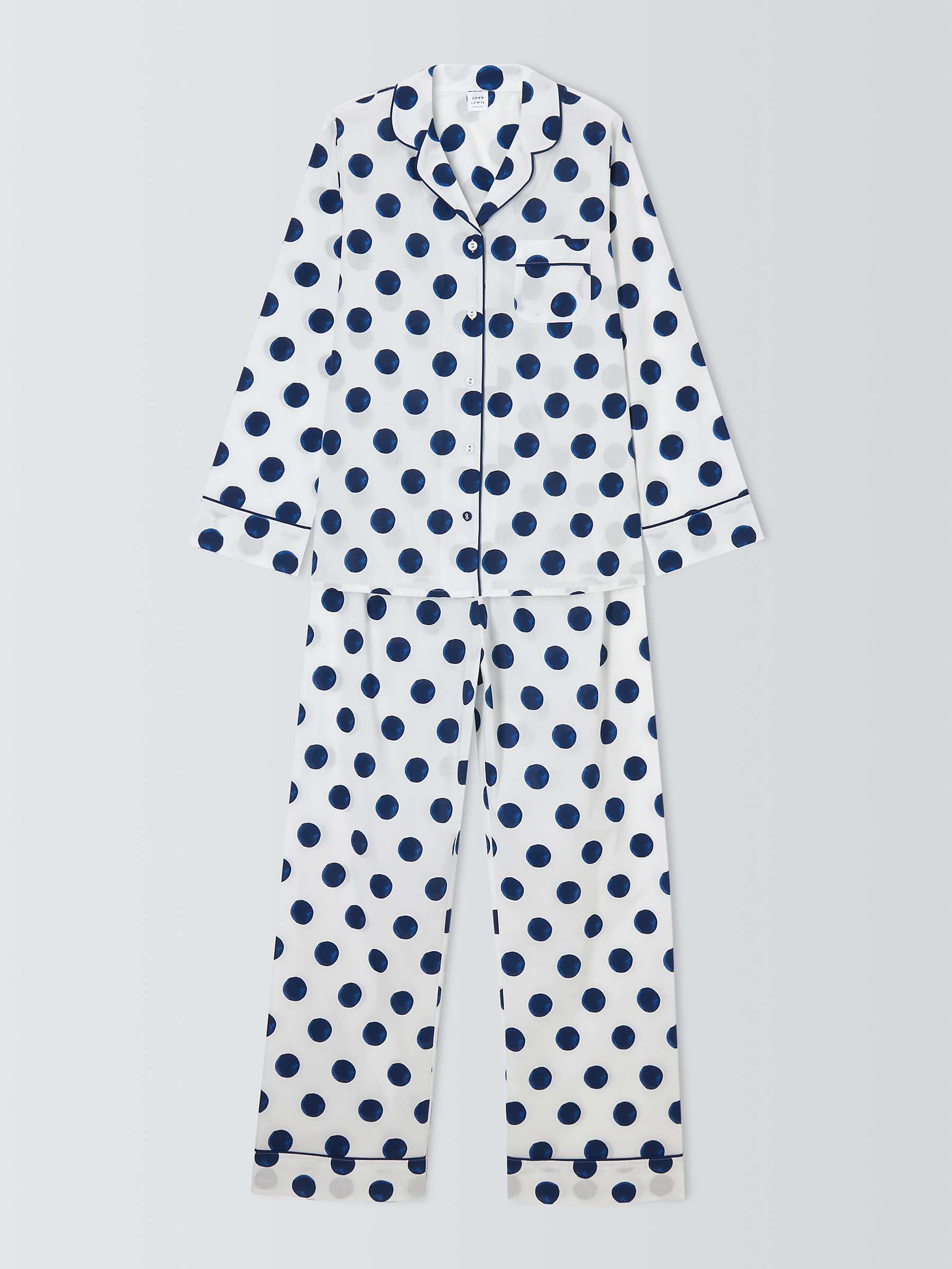 Buy John Lewis Aloe Spot Print Pyjamas, White/Navy Online at johnlewis.com