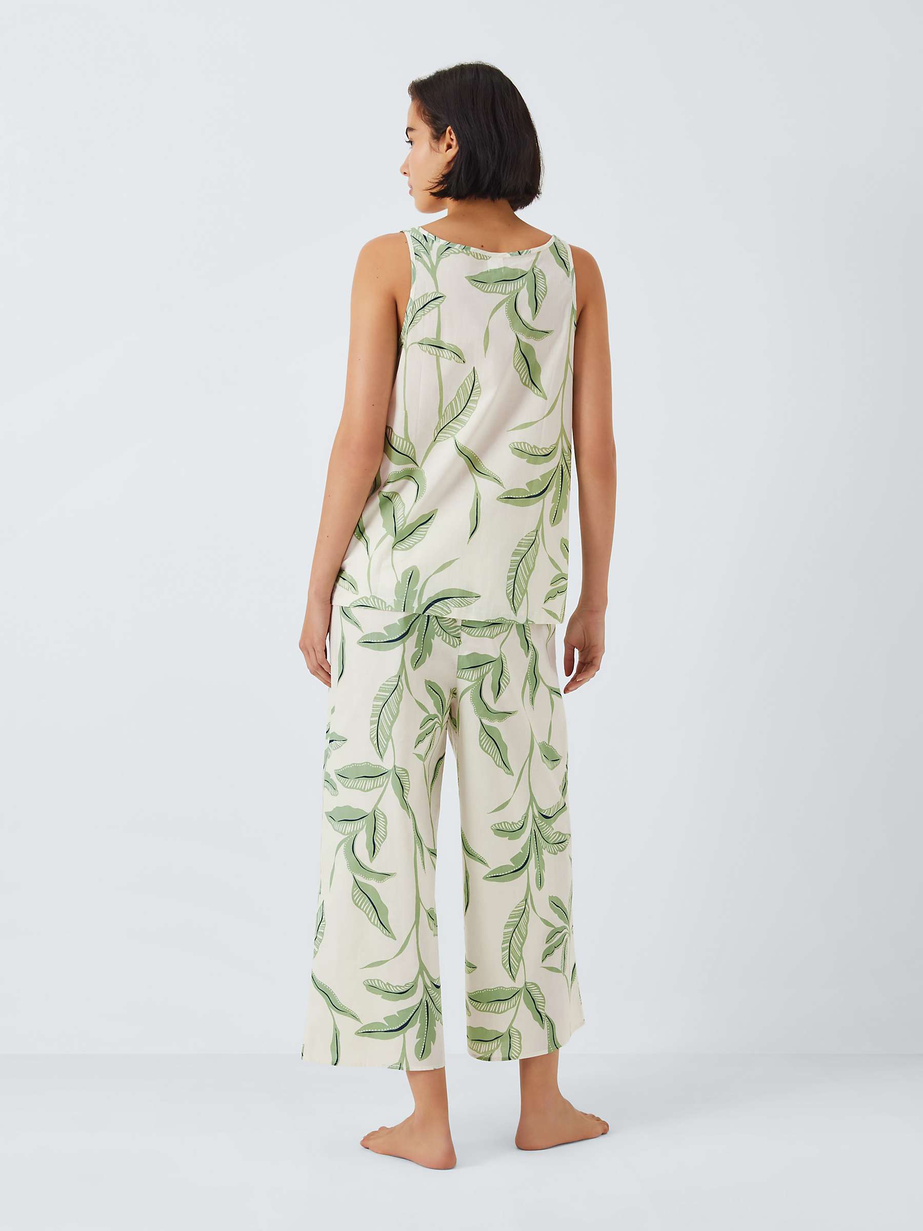Buy John Lewis Onyx Leaf Print Cropped Pyjama Set, Ivory Online at johnlewis.com