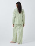 John Lewis Kate Stripe Shirt Long Pyjama Set, Sage