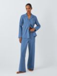 John Lewis Diamond Texture Shirt Long Pyjama Set, Smoky Blue