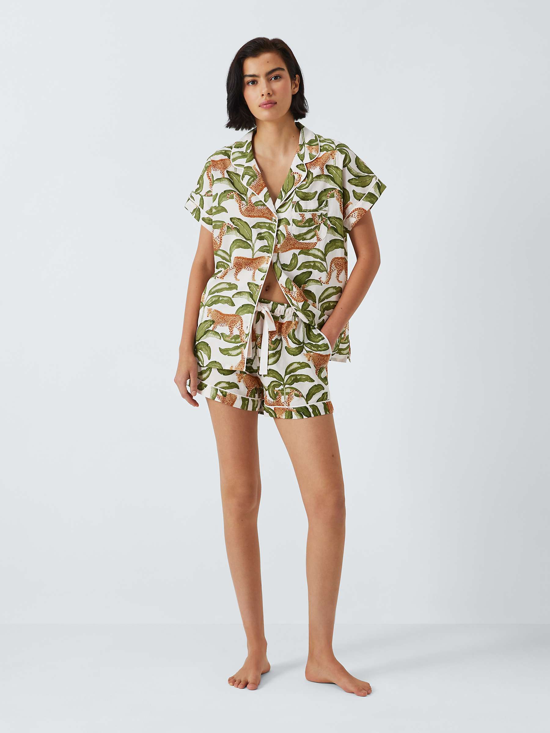 Buy John Lewis Amber Jungle Short Shirt Pyjama Set, Ivory/Multi Online at johnlewis.com