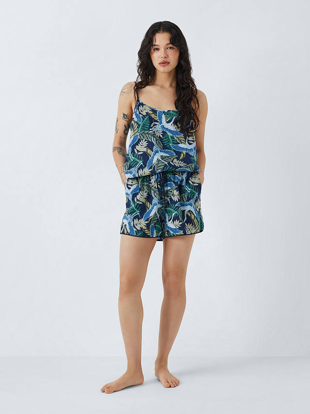 AND/OR Botanical Crane Cami Pyjama Top, Navy/Multi
