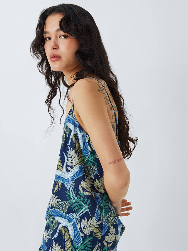 AND/OR Botanical Crane Cami Pyjama Top, Navy/Multi