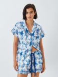 John Lewis Nikita Tile Shirt Short Pyjama Set, Ivory/Cobalt