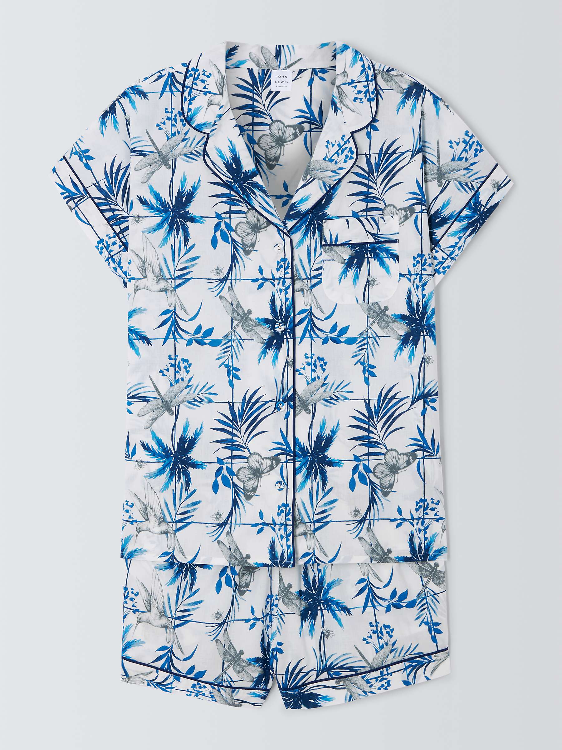 Buy John Lewis Nikita Tile Shirt Short Pyjama Set, Ivory/Cobalt Online at johnlewis.com