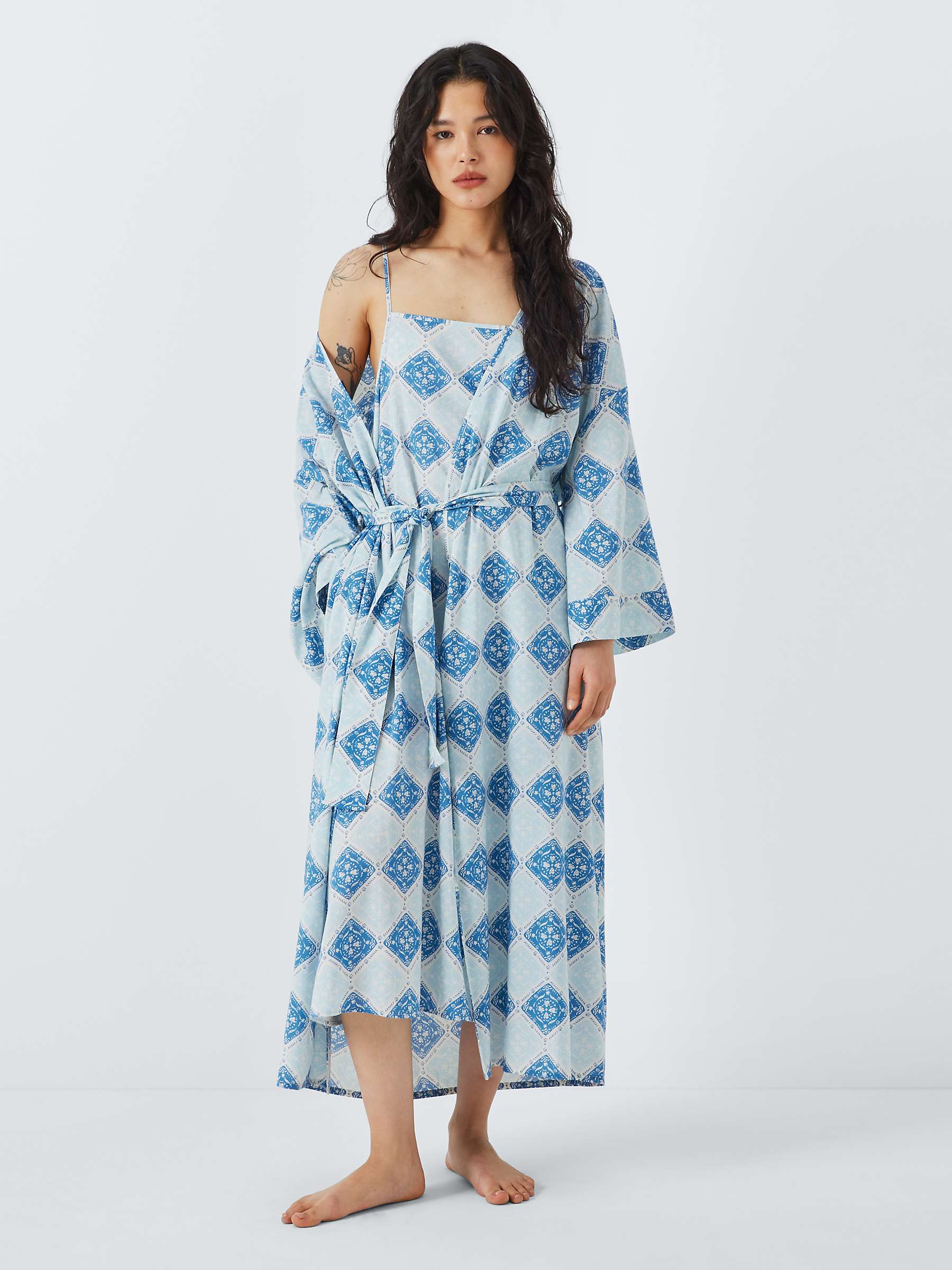 Buy AND/OR Mosiac Tile Dressing Gown, Blue Online at johnlewis.com
