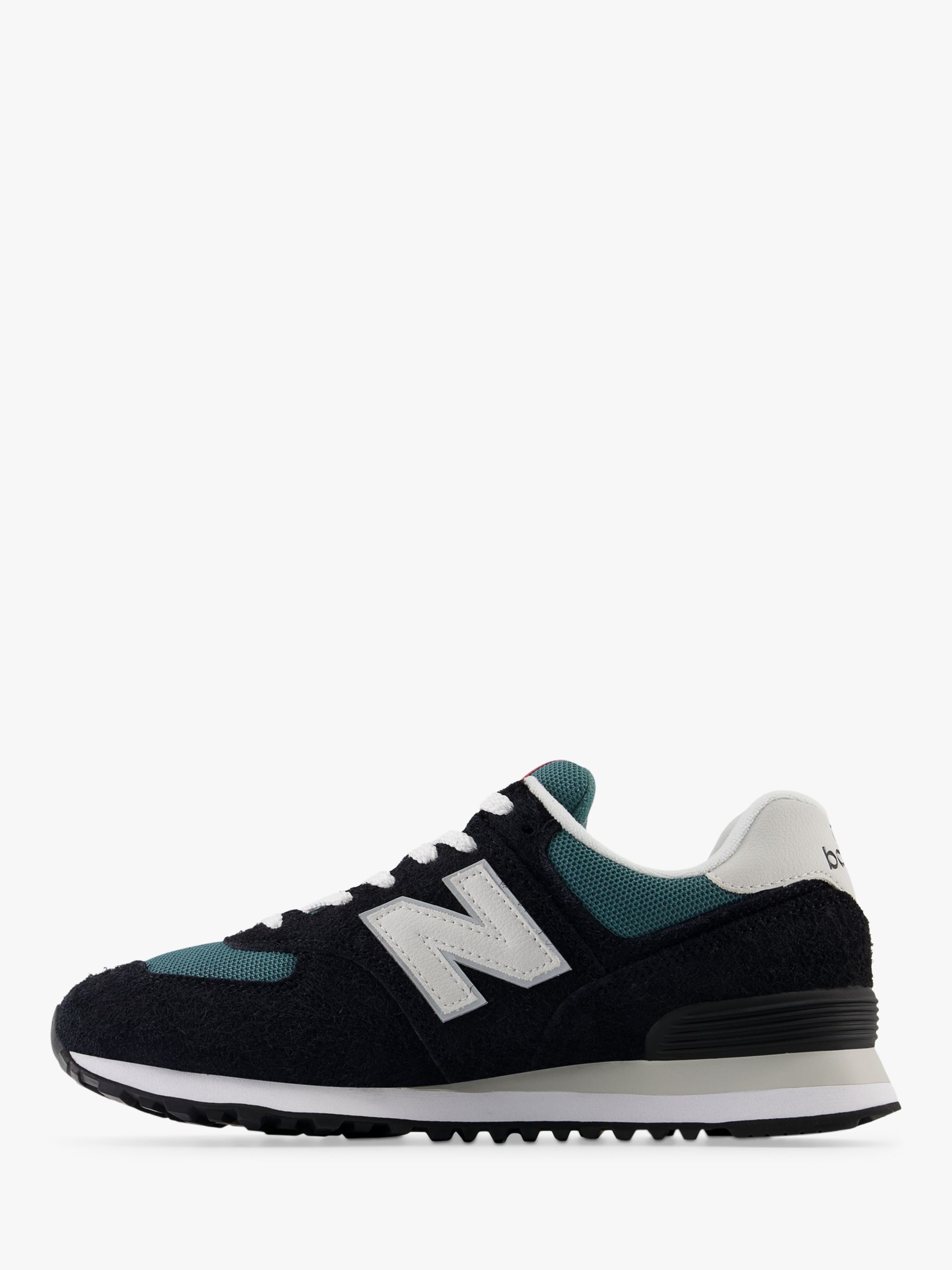 New Balance 574 Suede Trainers, Black Blue at John Lewis & Partners