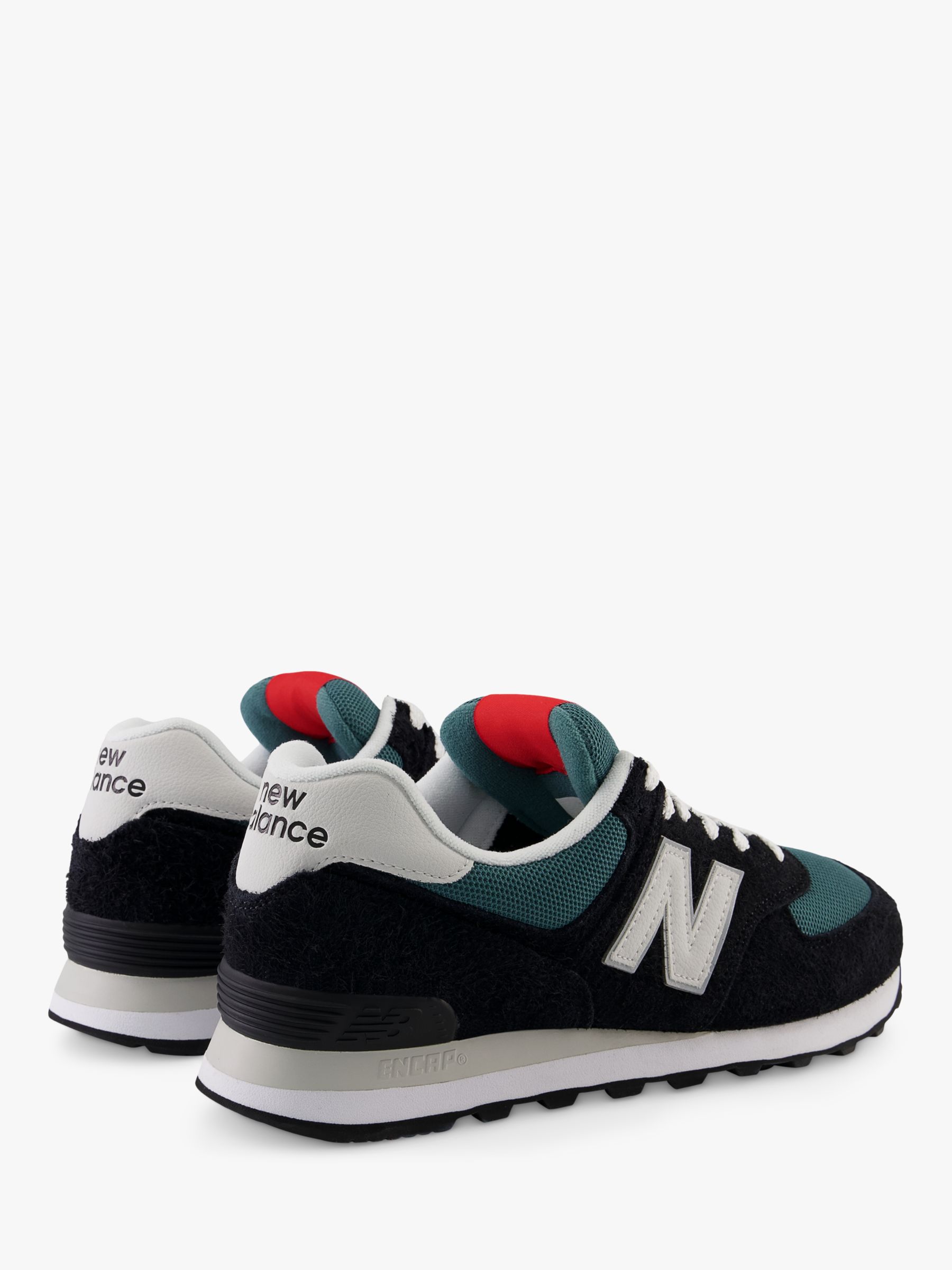 New Balance 574 Suede Trainers, Black/Blue, 7
