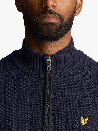 Lyle & Scott Moss Stitch Quarter Zip Jumper, Navy