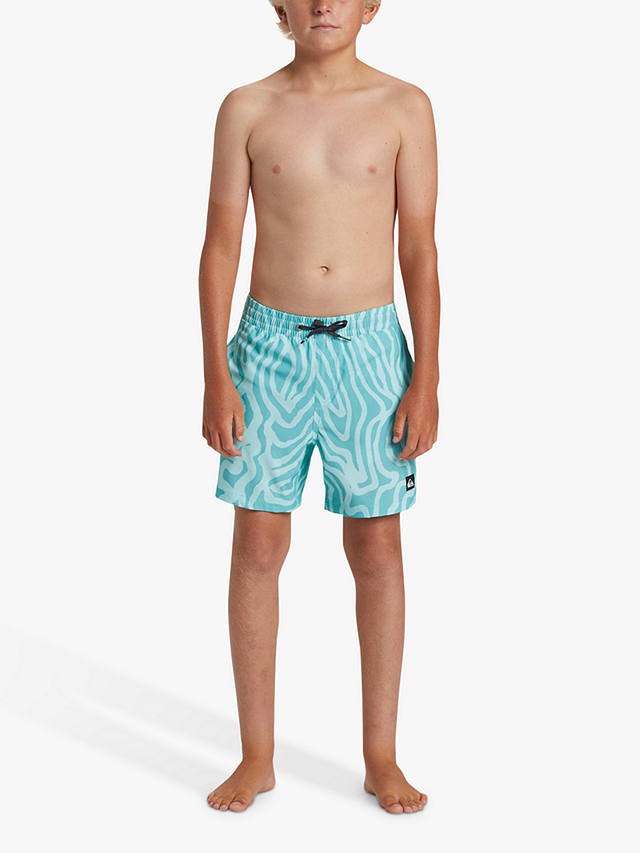 Quicksilver Kids' Everyday Collection SURFSILK Abstract Print Swim Shorts, Swedish Blue