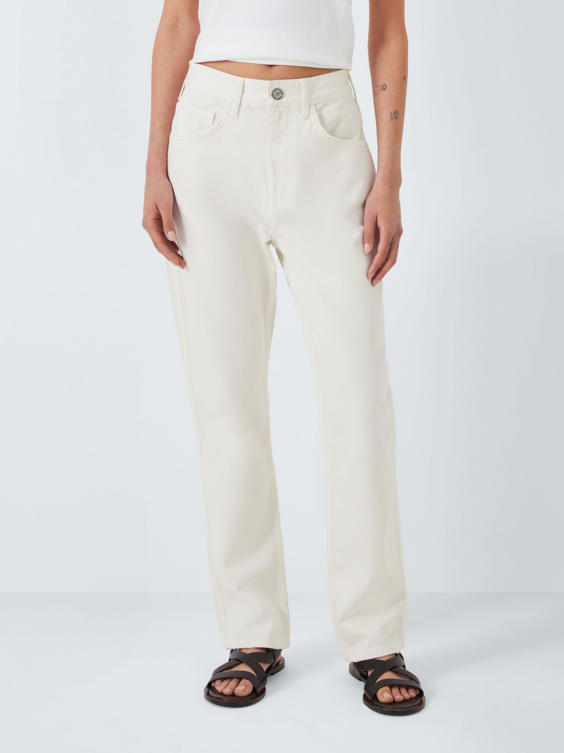 AND/OR Melrose Organic Cotton Straight Cut Jeans, Soft White, 28R
