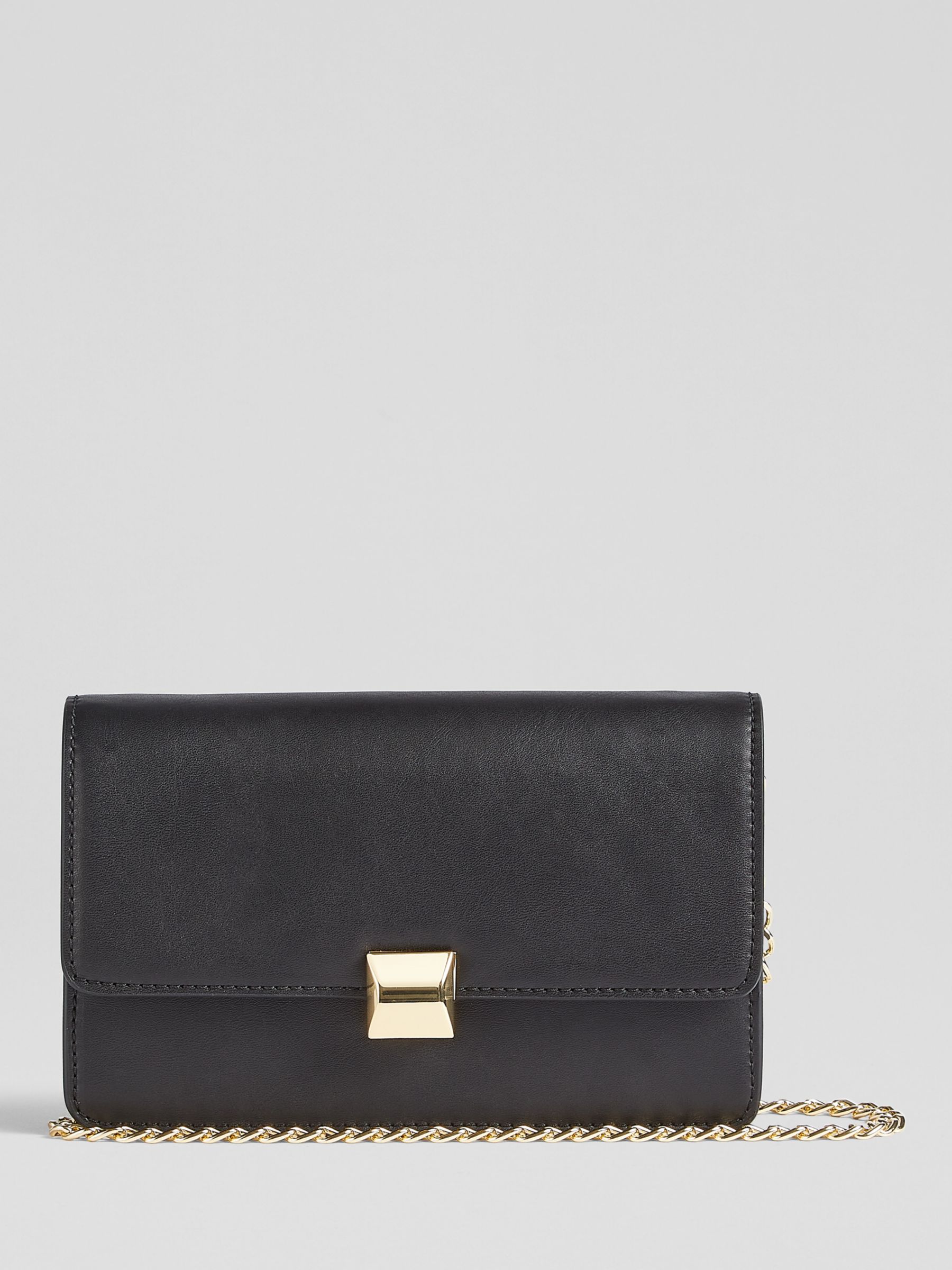 L.K.Bennett Otto Vegan Leather Clutch Black at John Lewis Partners