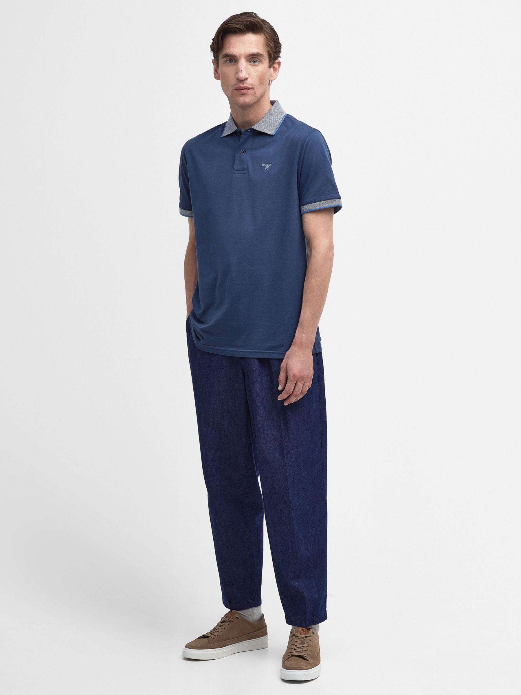 Barbour Cornsay Polo Shirt, Denim Blue at John Lewis & Partners