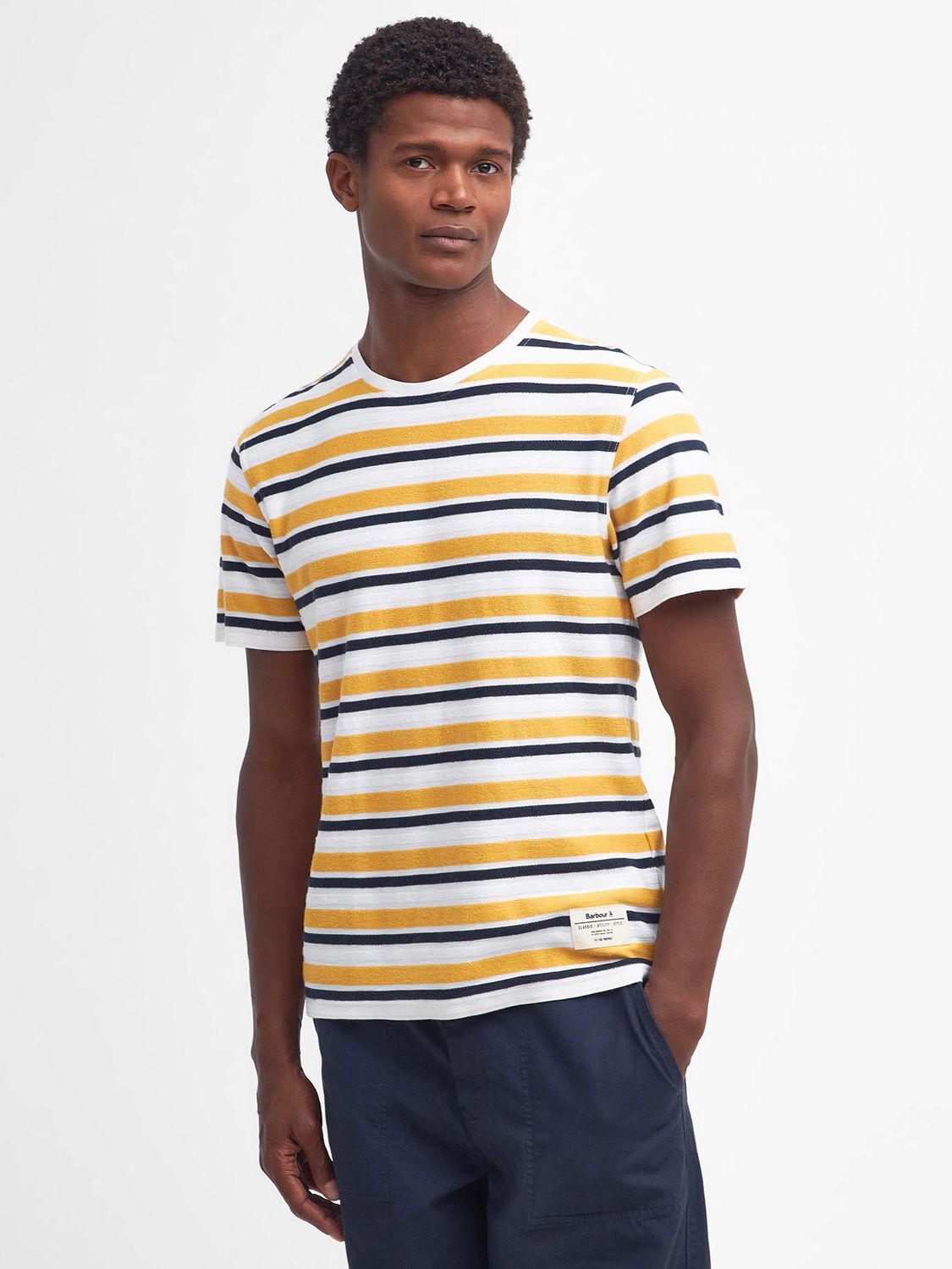 Barbour Whitwell Stripe T-Shirt, Yellow/Multi at John Lewis & Partners